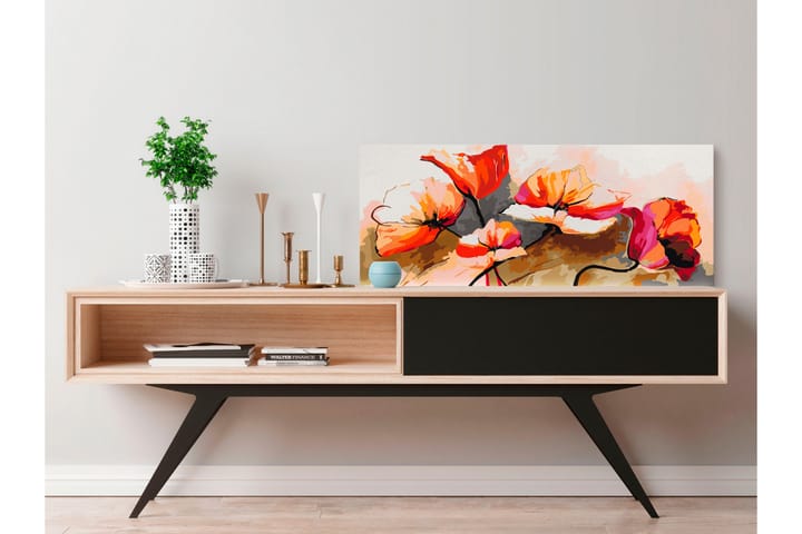 GÖR-DET-SJÄLV Målningar Flowers Delicate Poppies 100x40 cm - Artgeist sp. z o. o. - Inredning & dekor - Tavlor & konst - Måla själv - Gör det själv tavlor