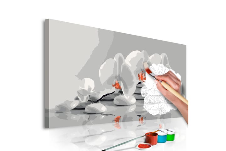 GÖR-DET-SJÄLV Målningar Orchid white & grey 80x40 cm - Artgeist sp. z o. o. - Inredning & dekor - Tavlor & konst - Måla själv - Gör det själv tavlor
