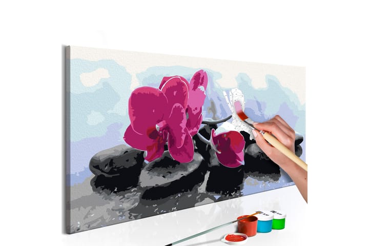 GÖR-DET-SJÄLV Målningar Orchid With Zen Stones 80x40 cm - Artgeist sp. z o. o. - Inredning & dekor - Tavlor & konst - Måla själv - Gör det själv tavlor