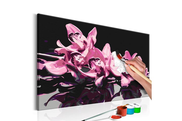 GÖR-DET-SJÄLV Målningar Pink Orchid Black Background 60x40 c