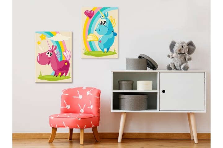 GÖR-DET-SJÄLV Målningar Sweet Unicorns 33x23 cm - Inredning & dekor - Tavlor & konst - Måla själv - Gör det själv tavlor