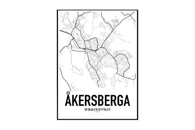 Poster Åkersberga Karta 70X100 Vit - 70x100 - Inredning & dekor - Tavlor & konst - Poster & print