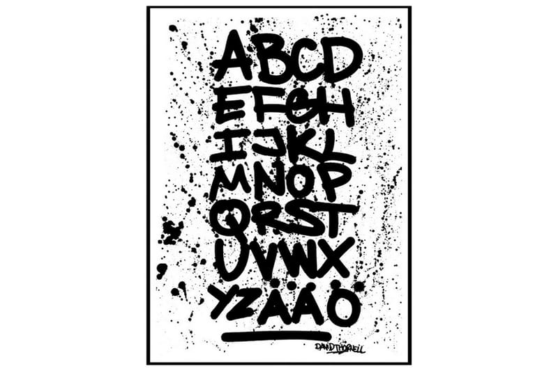 Poster Alfabetet Tags Vit|Svart 70X100