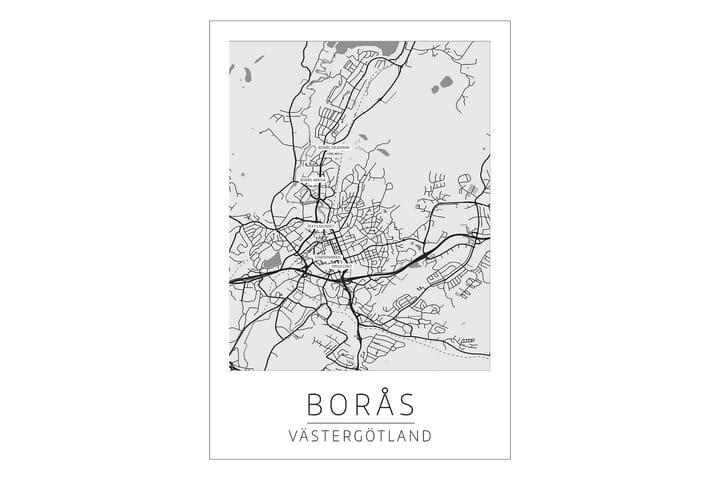 Poster Borås Stadskarta 50X70Cm Vit 50X70