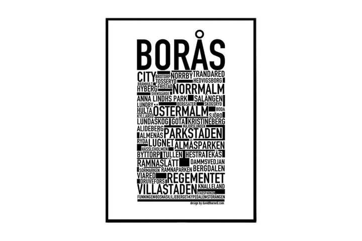 Poster Borås Vit|Svart 40X50