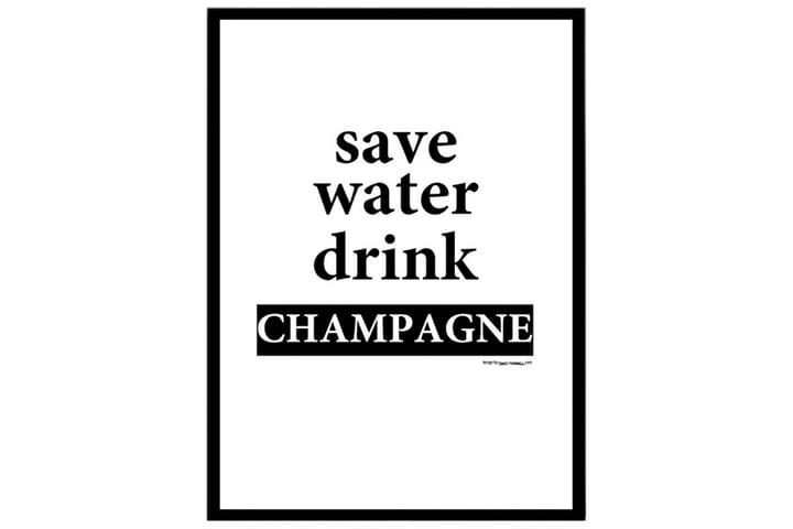 Poster Drink Champagne Vit|Svart 100X70