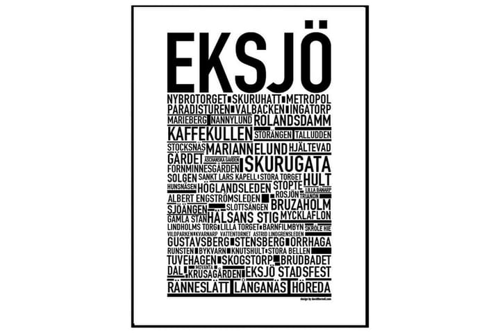 Poster Eksjö Vit|Svart 30X40