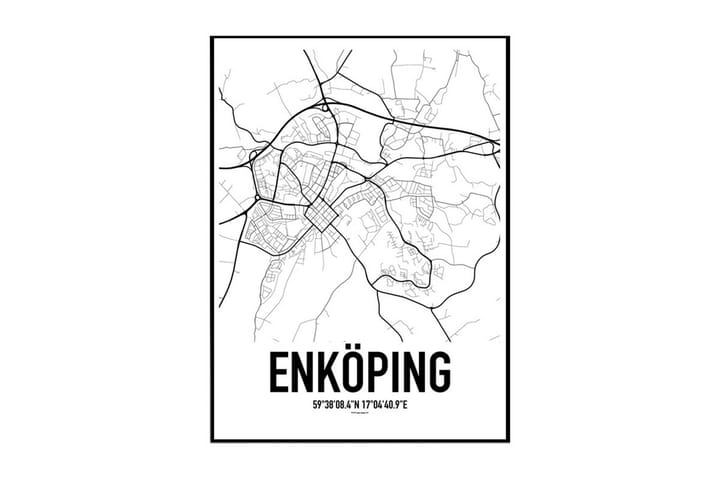 Poster Enköping Karta Vit 70X50