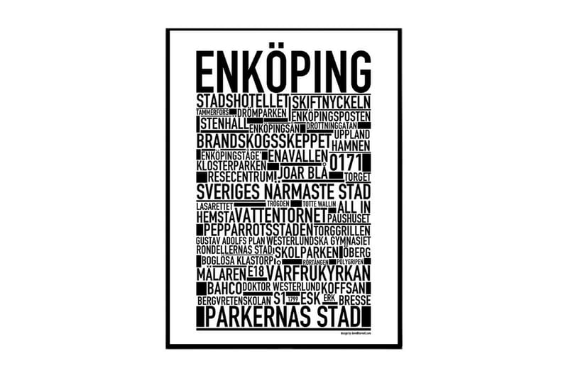 Poster Enköping Vit|Svart 40X50 - Inredning & dekor - Tavlor & konst - Poster & print