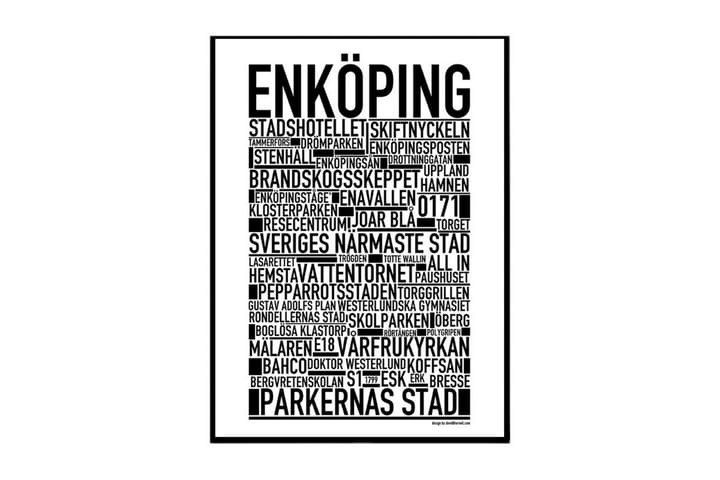Poster Enköping Vit|Svart 40X50
