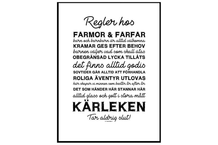 Poster Farmor Och Farfars Regler Vit|Svart 50X70 - Inredning & dekor - Tavlor & konst - Poster & print
