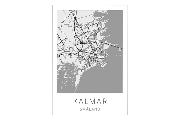 Poster Kalmar Stadskarta 50X70Cm Vit