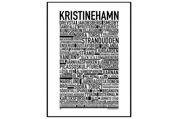 Poster Kristinehamn Vit|Svart 50X70