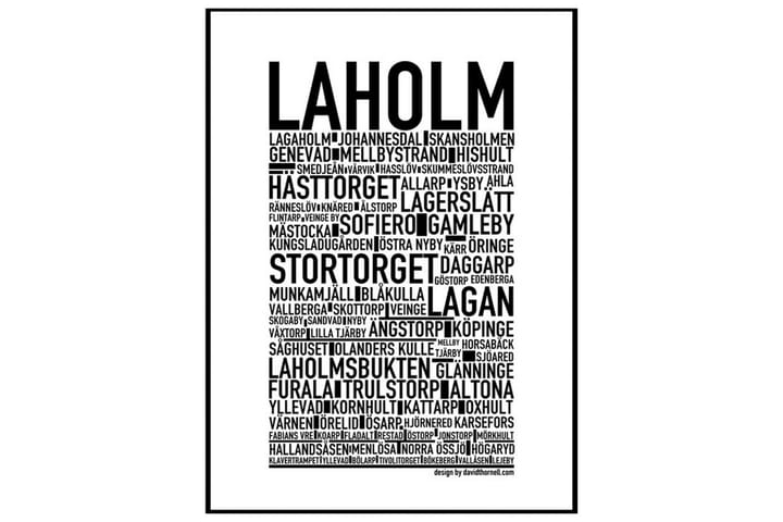 Poster Laholm Vit|Svart 30X40