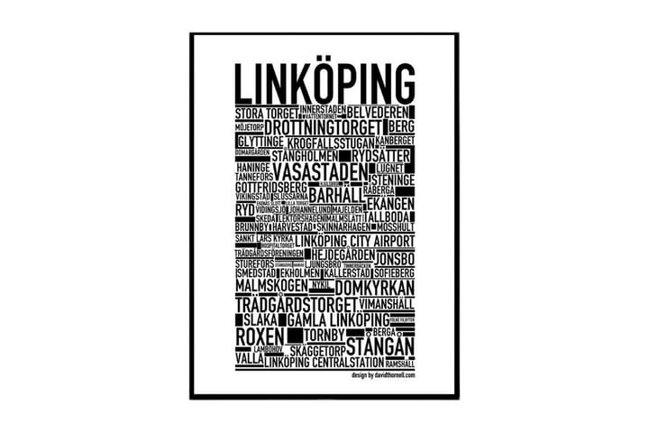 Poster Linköping Vit|Svart 40X50