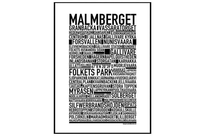 Poster Malmberget Vit|Svart 70X100