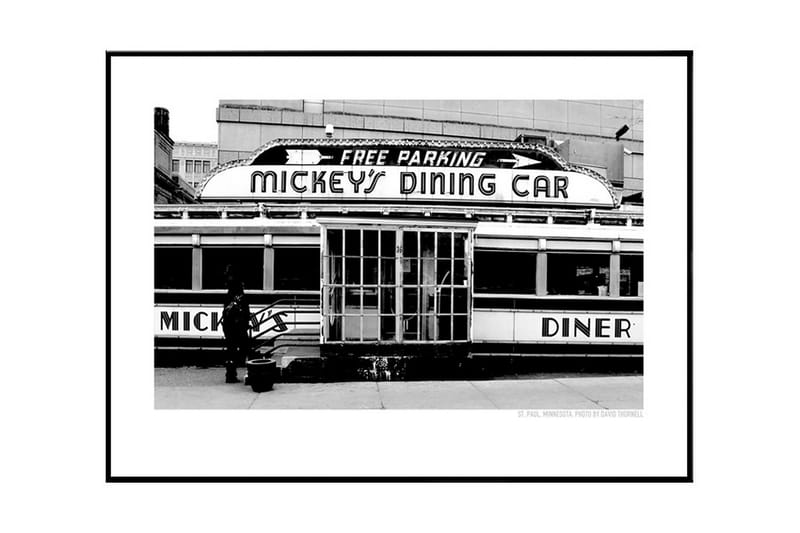 Poster Mickey'S Diner 40X50 Vit|Svart