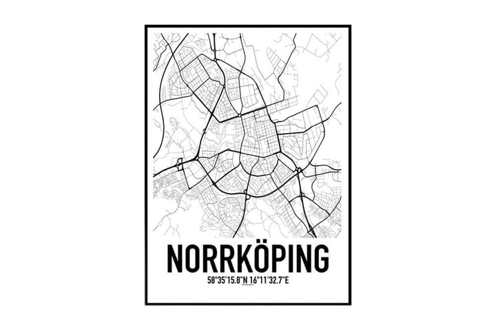 Poster Norrköping Karta Vit|Svart 70X50 - Finns i flera storlekar - Inredning & dekor - Tavlor & konst - Poster & print