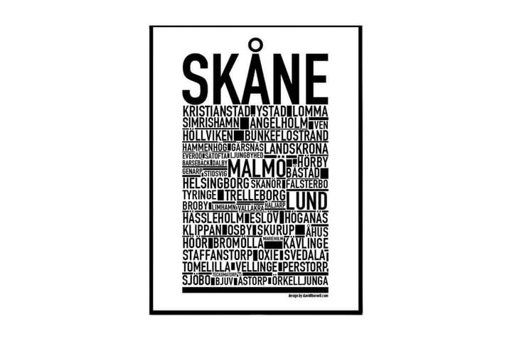 Poster Skåne Vit|Svart 50X70