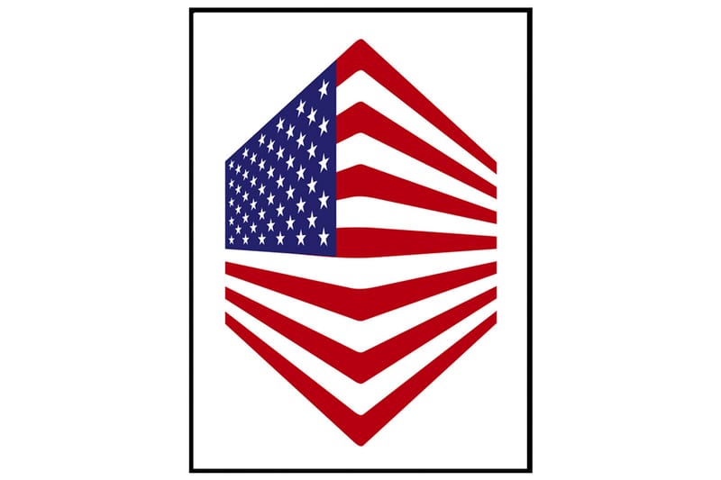 Poster Usa Flag Square Flerfärgad|Röd|Vit 30X40