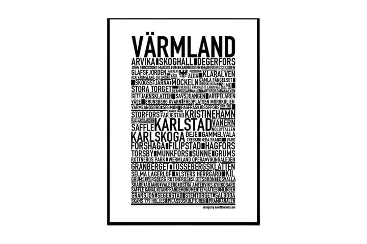 Poster Värmland Vit|Svart 30X40