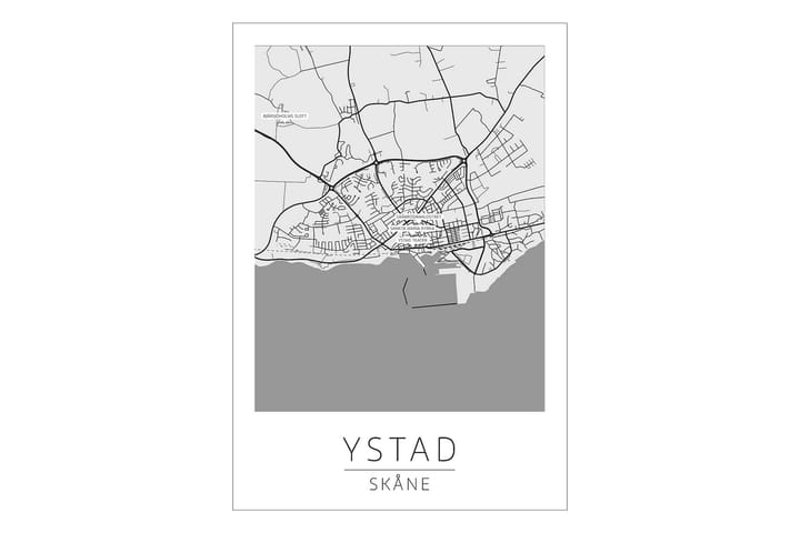 Poster Ystad Stadskarta 50X70Cm Vit