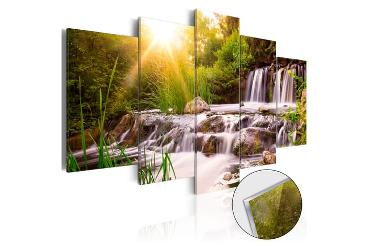 Tavla På Akryl Forest Waterfall 200X100 Grön|Flerfärgad