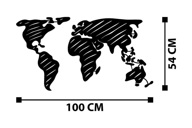 WORLD MAP 10 Väggdekor Svart - Inredning & dekor - Väggdekor - Skyltar - Plåtskylt