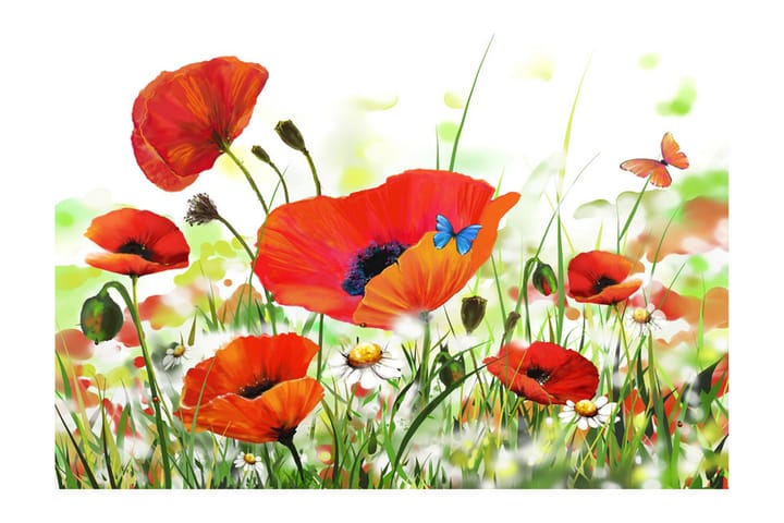 FOTOTAPET Country Poppies 400x270 - Artgeist sp. z o. o. - Inredning & dekor - Väggdekor - Tapeter & tapettillbehör - Fototapeter