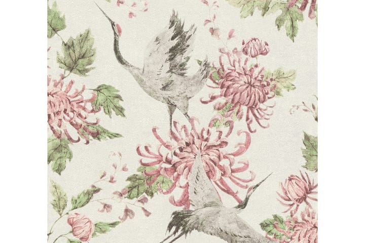 Bird Tapet Asian Fusion Ovävd Rosa Grön - AS Creation - Inredning & dekor - Väggdekor - Tapeter & tapettillbehör - Mönstrade tapeter