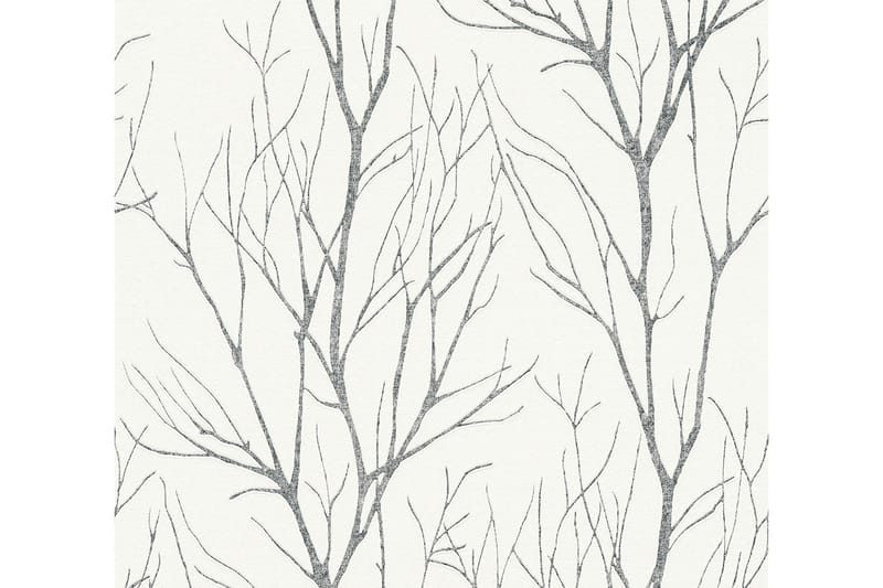 Gren Tapet Blooming Ovävd Grå Vit - AS Creation - Inredning & dekor - Väggdekor - Tapeter & tapettillbehör - Mönstrade tapeter
