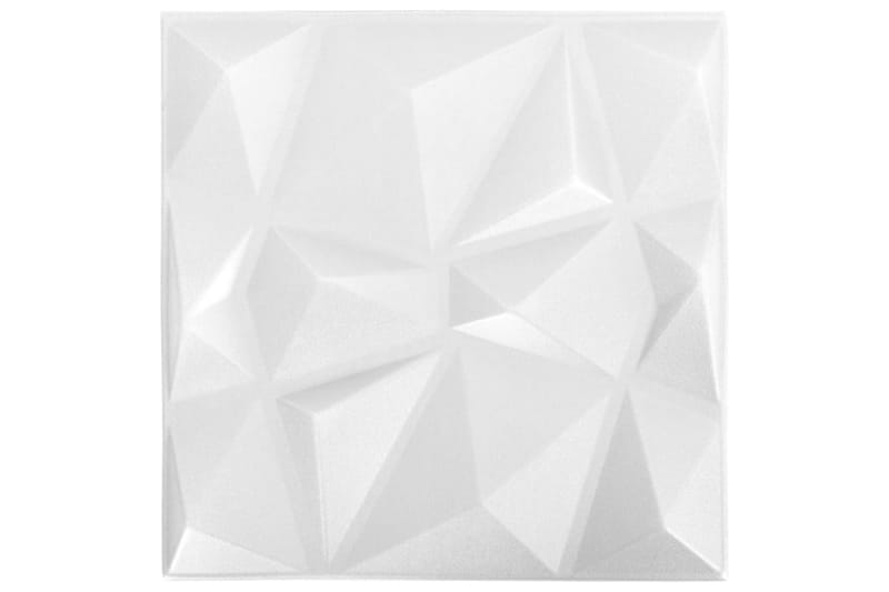 3D Väggpaneler 24 st 50x50 cm diamant vit 6 m² - Vit - Inredning & dekor - Väggdekor - Väggpanel