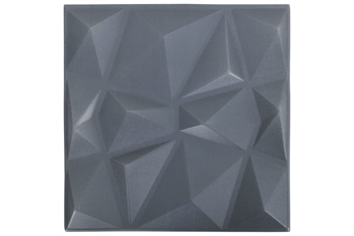3D Väggpaneler 48 st 50x50 cm diamant grå 12 m² - Grå - Inredning & dekor - Väggdekor - Väggpanel