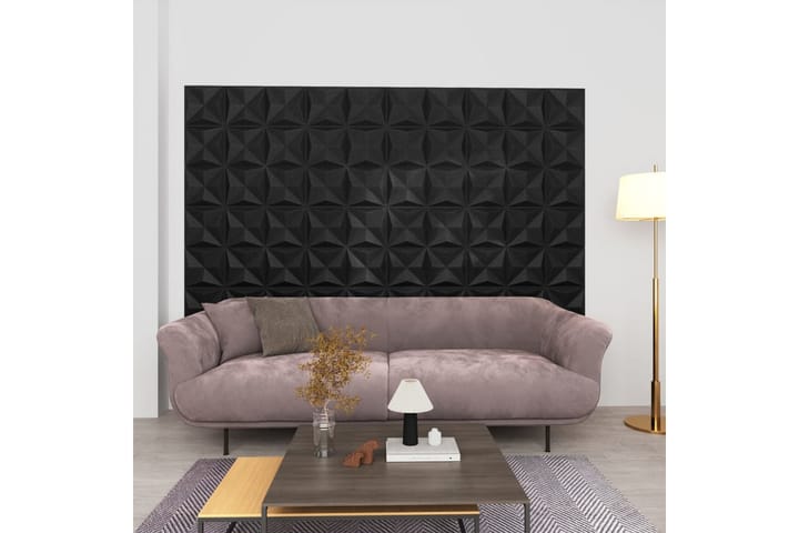 3D Väggpaneler 48 st 50x50 cm origami svart 12 m² - Svart - Inredning & dekor - Väggdekor - Väggpanel