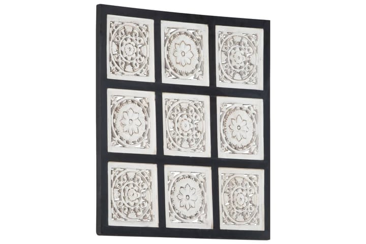Handsnidad väggpanel MDF 60x60x1,5 cm svart och vit
