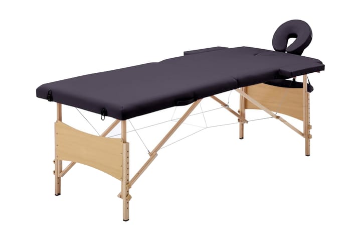 Hopfällbar massagebänk 2 sektioner trä mörklila - Lila - Kök & hushåll - Personvård & hälsa - Massage & välbefinnande - Massagebord