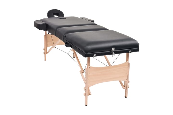 Hopfällbar massagebänk 3 sektioner och pall set 10 cm tjock - Svart - Kök & hushåll - Personvård & hälsa - Massage & välbefinnande - Massagebord