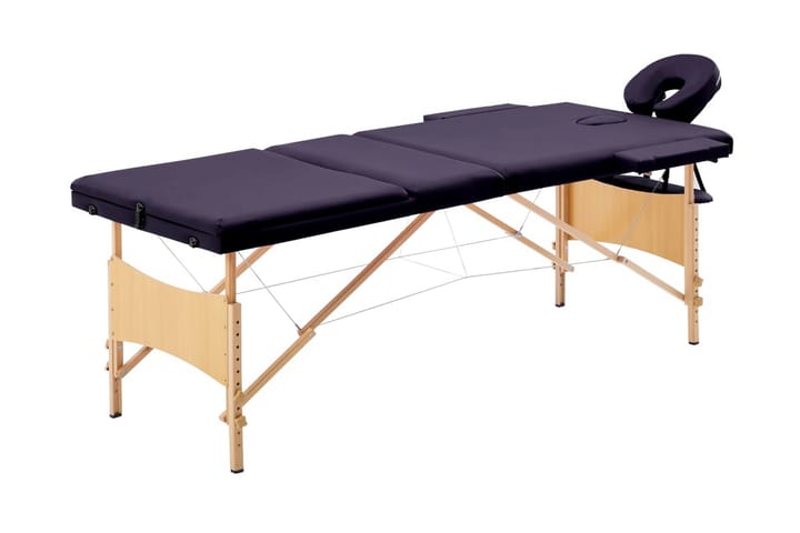 Hopfällbar massagebänk 3 sektioner trä mörklila - Lila - Kök & hushåll - Personvård & hälsa - Massage & välbefinnande - Massagebord