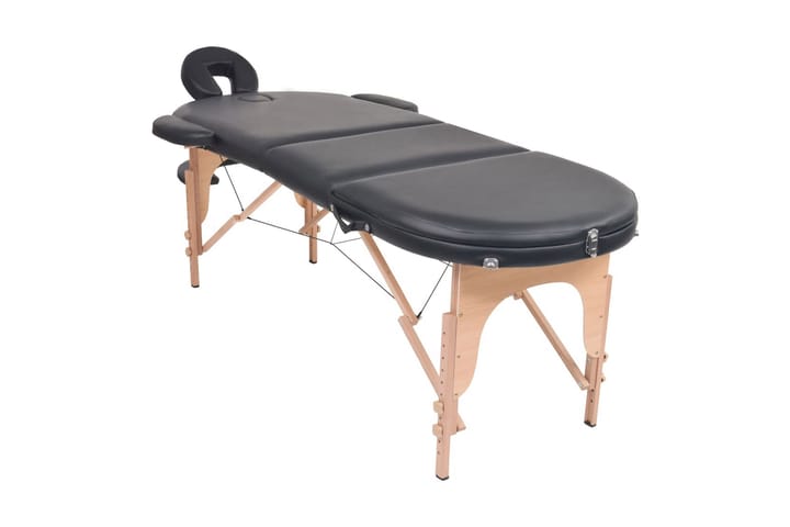 Hopfällbar massagebänk 4 cm tjock med 2 bolster oval svart