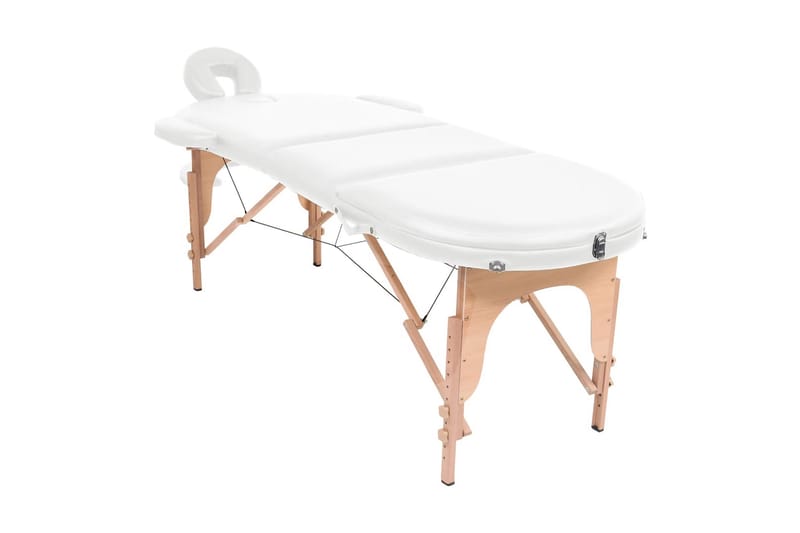 Hopfällbar massagebänk 4 cm tjock med 2 bolster oval vit - Vit - Kök & hushåll - Personvård & hälsa - Massage & välbefinnande - Massagebord