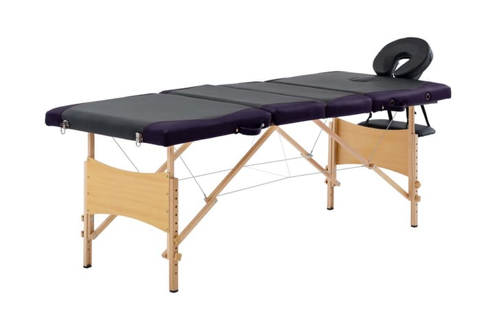 Hopfällbar massagebänk 4 sektioner trä svart och lila - Svart - Kök & hushåll - Personvård & hälsa - Massage & välbefinnande - Massagebord