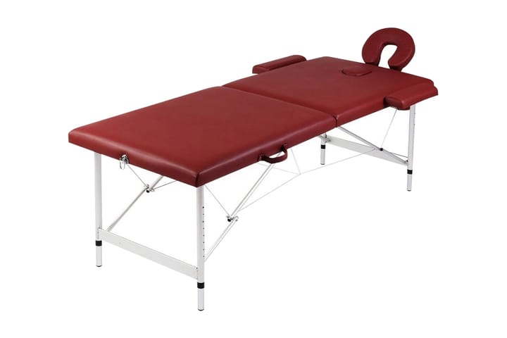 Hopfällbar massagebänk med 2 sektioner aluminium röd