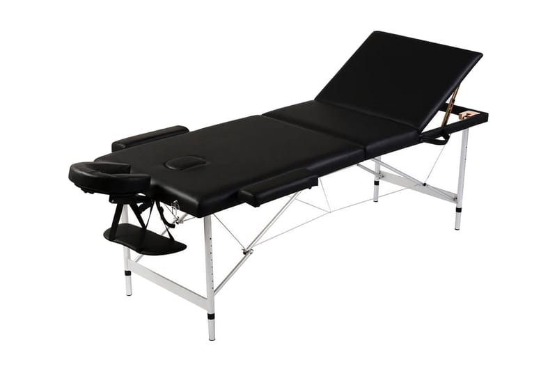 Hopfällbar massagebänk med 3 sektioner aluminiumram svart - Svart - Kök & hushåll - Personvård & hälsa - Massage & välbefinnande - Massagebord
