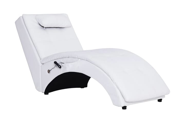 Massageschäslong med kudde vit konstläder - Vit - Möbler - Vardagsrum - Fåtöljer - Skinnfåtölj
