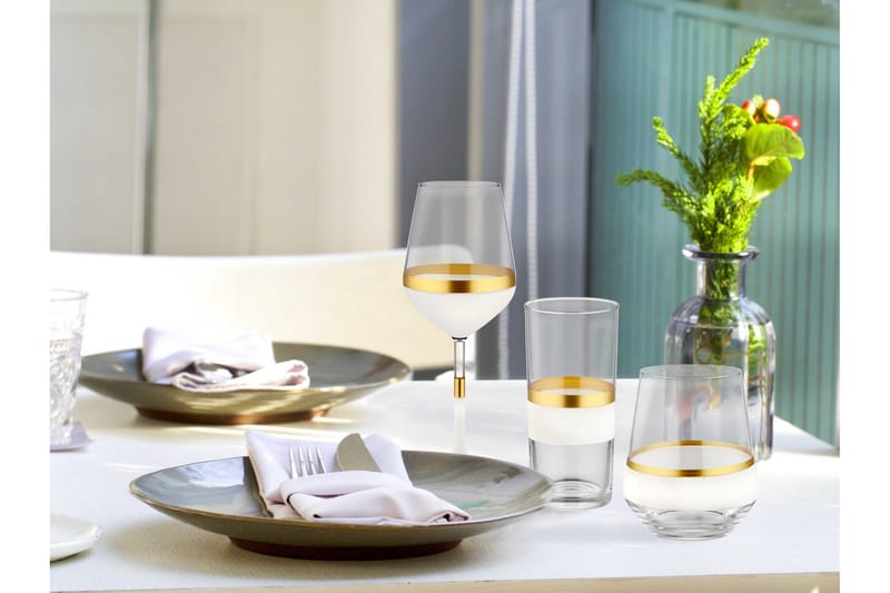 VATTENGLAS Vit/Guld - Kök & hushåll - Servering & dukning - Dricksglas - Vattenglas