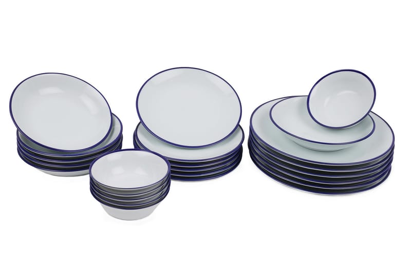Adine Middagsservis 24 Delar Porslin Vit/Mörkblå - Kök & hushåll - Servering & dukning - Porslin - Porslinsservis