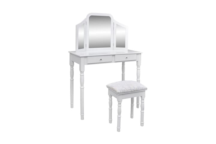 Sminkbord med 3-i-1 spegel och pall 2 lådor vit - Vit - Förvaring - Skor & klädförvaring - Skoförvaring