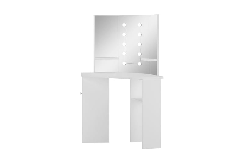 Sminkbord med LED-lampor hörn vit - Vit - Möbler - Bord - Sminkbord