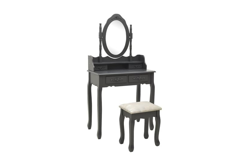 Sminkbord med pall grå 75x69x140 cm paulowniaträ - Grå - Möbler - Bord - Sminkbord