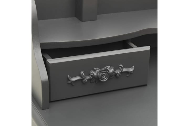 Sminkbord med pall grå 75x69x140 cm paulowniaträ - Grå - Möbler - Bord - Sminkbord